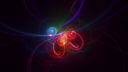 3D rendering abstract red fractal light background