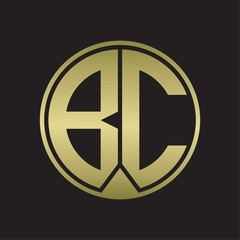 BC Logo monogram circle with piece ribbon style on gold colors
