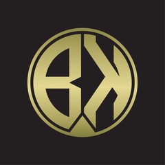 BK Logo monogram circle with piece ribbon style on gold colors