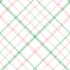 Seamless pattern in fine light pink, green and white colors for plaid, fabric, textile, clothes, tablecloth and other things. Vector image. 2