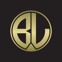 BL Logo monogram circle with piece ribbon style on gold colors