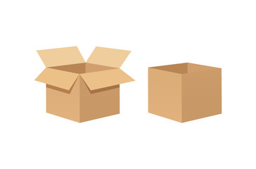 Brown corrugated box recycle template isolated on white background. Packaging template mock-up collection.