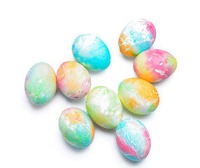 Beautiful Easter eggs on white background