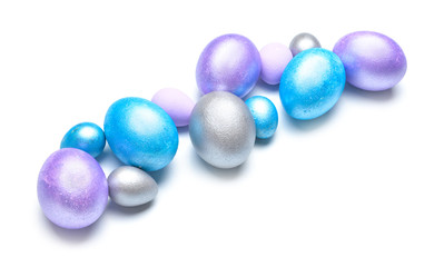 Beautiful Easter eggs on white background
