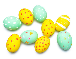 Beautiful Easter eggs on white background