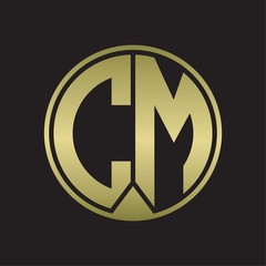 CM Logo monogram circle with piece ribbon style on gold colors