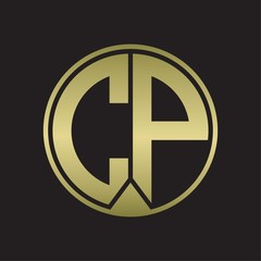 CP Logo monogram circle with piece ribbon style on gold colors