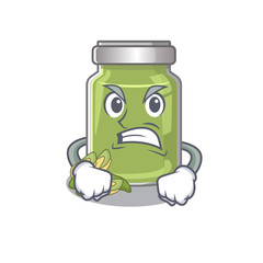 Pistachio butter cartoon character style having angry face