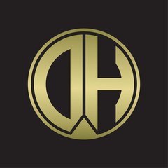DH Logo monogram circle with piece ribbon style on gold colors