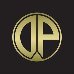 DP Logo monogram circle with piece ribbon style on gold colors