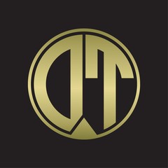 DT Logo monogram circle with piece ribbon style on gold colors