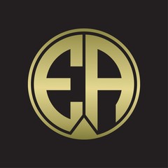 EA Logo monogram circle with piece ribbon style on gold colors