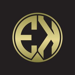 EK Logo monogram circle with piece ribbon style on gold colors