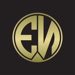 EN Logo monogram circle with piece ribbon style on gold colors