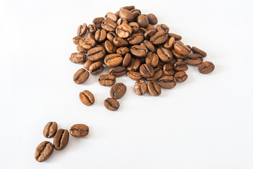 Coffee bean slide on a white background
