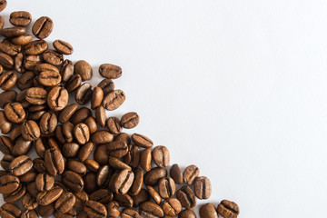 Coffee beans on a white background cafe advertisement