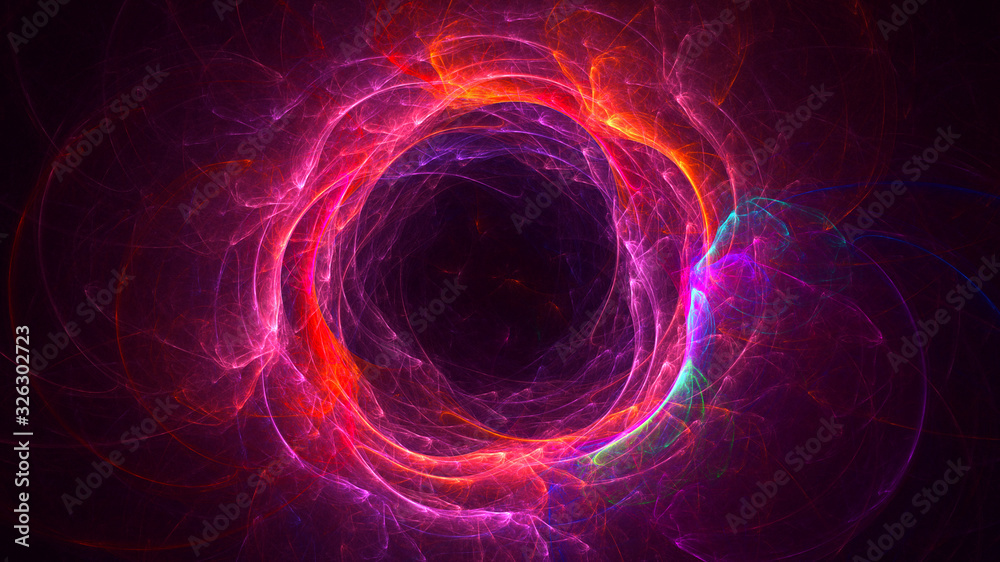 Poster 3d rendering abstract red fractal light background