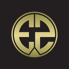 EZ Logo monogram circle with piece ribbon style on gold colors