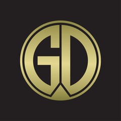 GD Logo monogram circle with piece ribbon style on gold colors