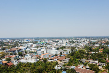 Fototapeta na wymiar Aerial view of Mueang Sisaket District Sisaket Province, Thailand