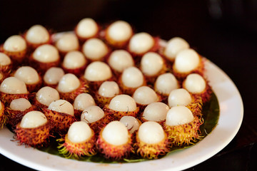 Rambutan fruit at hotel buffet 