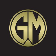 GM Logo monogram circle with piece ribbon style on gold colors