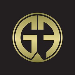 GF Logo monogram circle with piece ribbon style on gold colors