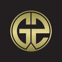 GZ Logo monogram circle with piece ribbon style on gold colors