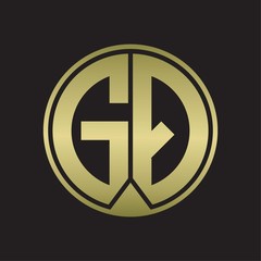 GQ Logo monogram circle with piece ribbon style on gold colors