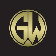 GW Logo monogram circle with piece ribbon style on gold colors