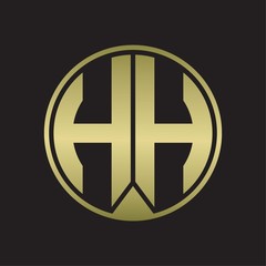 HH Logo monogram circle with piece ribbon style on gold colors