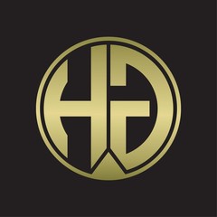 HG Logo monogram circle with piece ribbon style on gold colors