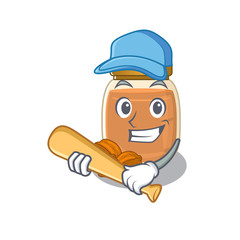 Smiley Funny walnut butter a mascot design with baseball