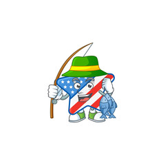 A mascot design of Fishing USA star with 3 fishes