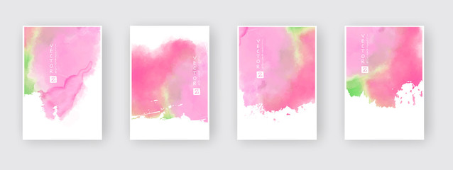 Set of cards with watercolor blots. Set of cards with hand drawn