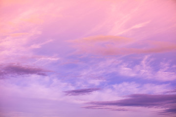 Fototapeta na wymiar Colorful cloudy sky at sunset. Gradient color. Sky texture. Abstract nature background
