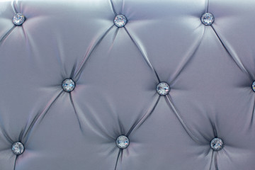 Luxury silver texture of leather furniture decorated with crystals