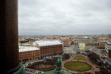 Fototapeta na wymiar View of the city of St. Petersburg from the colonnade of St. Isaac's Cathedral, Russia.