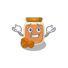 cute Grinning walnut butter mascot cartoon style