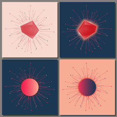 Set of banner templates with crystals. Eps10 Vector illustration.