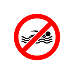 No swimming sign icon design isolated on white background. Vector illustration