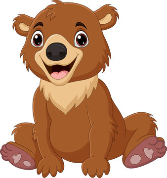 Cartoon baby brown bear sitting