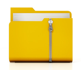 Zipped folder isolated on white background. 3D illustration © Destina