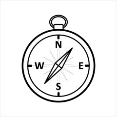 Vector Outline Compass For Children's Coloring Book. For coloring.