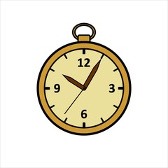 Vector Round Clock. Gold Vintage, Antique Clock With Arabic Numerals. Isolated on a white background.