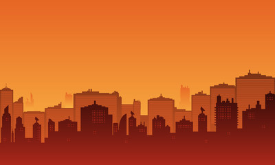 Fototapeta na wymiar City silhouette in the afternoon atmosphere. Urban landscape
