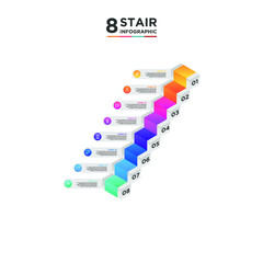 8 stair step timeline infographic element. Business concept with eight options and number, steps or processes. data visualization. Vector illustration.