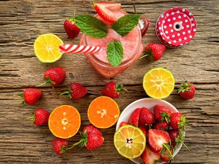 fruits and vegetables on white background