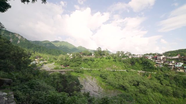 dehradun, uttarakhand / indian - September 25 2019 : vehicle running on india mountains roads towards pilgrims destinations ganotri, badrinath, kedarnath and yamnotri .   