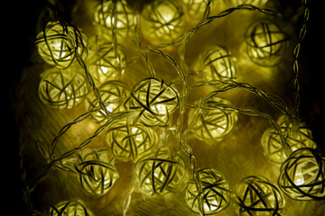 Vintage interior spherical lamp woven from rattan